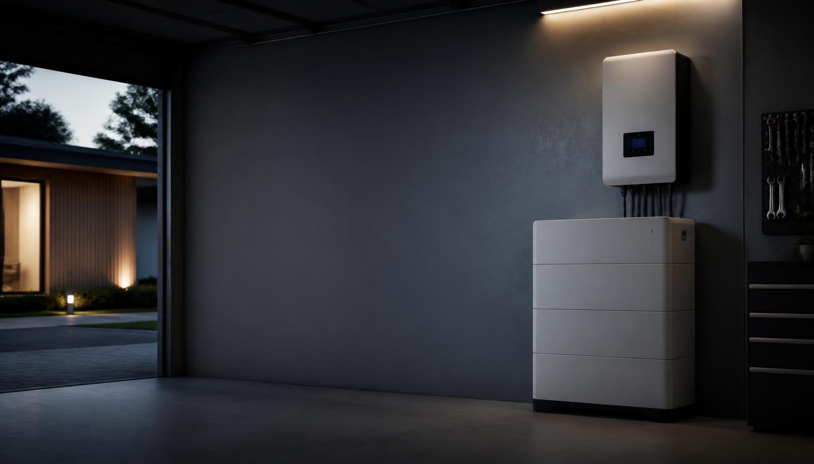 Modern home battery storage and inverter in a clean utility space